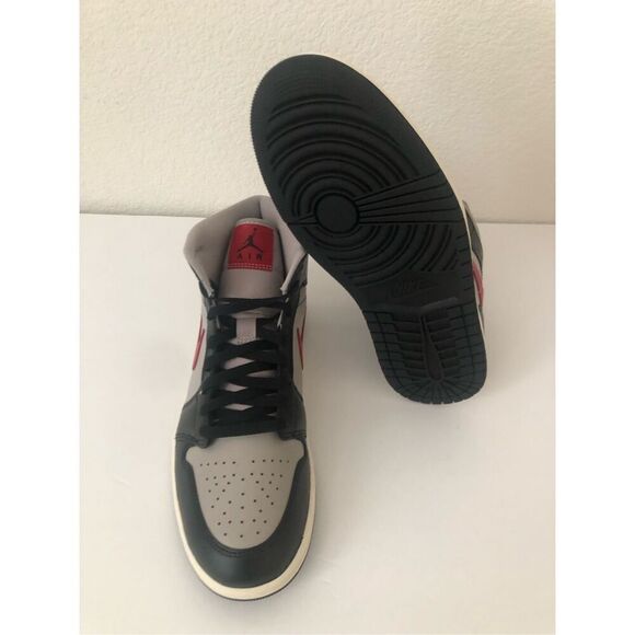 Air Jordan 1 MID Womens Black/Gym Red- College Grey Size 12 - Picture 7 of 9